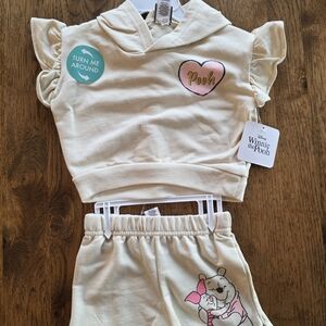 Disney Winnie the Pooh Cream Hoodie and Shorts Set
